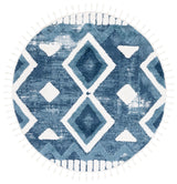 Safavieh Moroccan Tassel Shag 6'-7" x 6'-7" Rug in Blue / Ivory