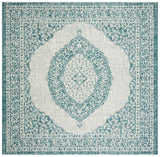 Safavieh Courtyard 6'-7" x 6'-7" Rug in Light Grey / Teal