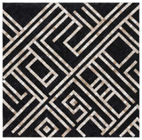 Safavieh Studio Leather 6'-0" x 6'-0" Rug in Black / Ivory