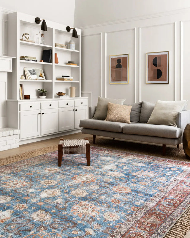 Loloi Loren Lq-01 Blue / Brick Rugs - room scene 1