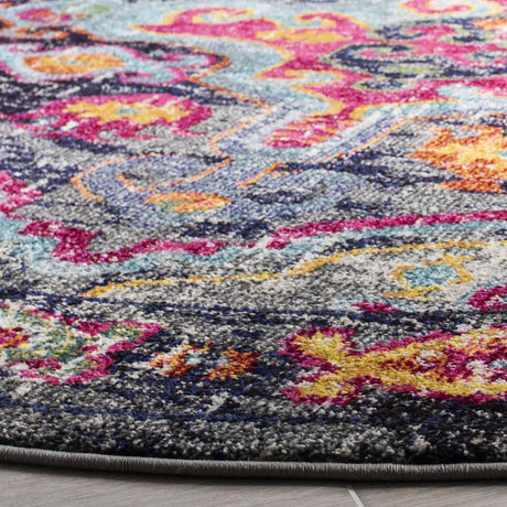 Safavieh Monaco 6'-7" x 6'-7" Rug in Grey / Fuchsia