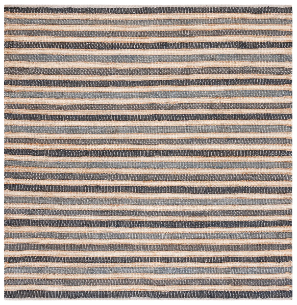 Safavieh Striped Kilim 6'-6" x 6'-6" Rug in Charcoal / Ivory