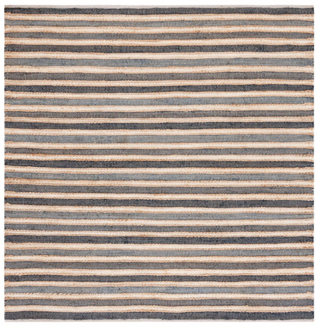Safavieh Striped Kilim 6'-6" x 6'-6" Rug in Charcoal / Ivory