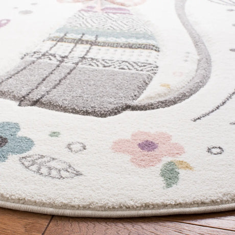 Safavieh Carousel Kids 100 5'-3" x 5'-3" Rug in Ivory / Pink