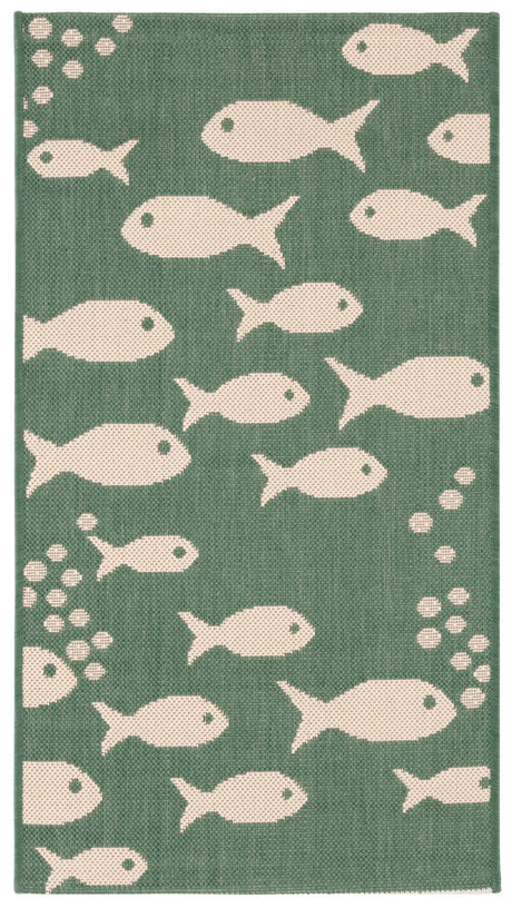 Safavieh Courtyard 2'-0" x 3'-7" Rug in Dark Green / Ivory