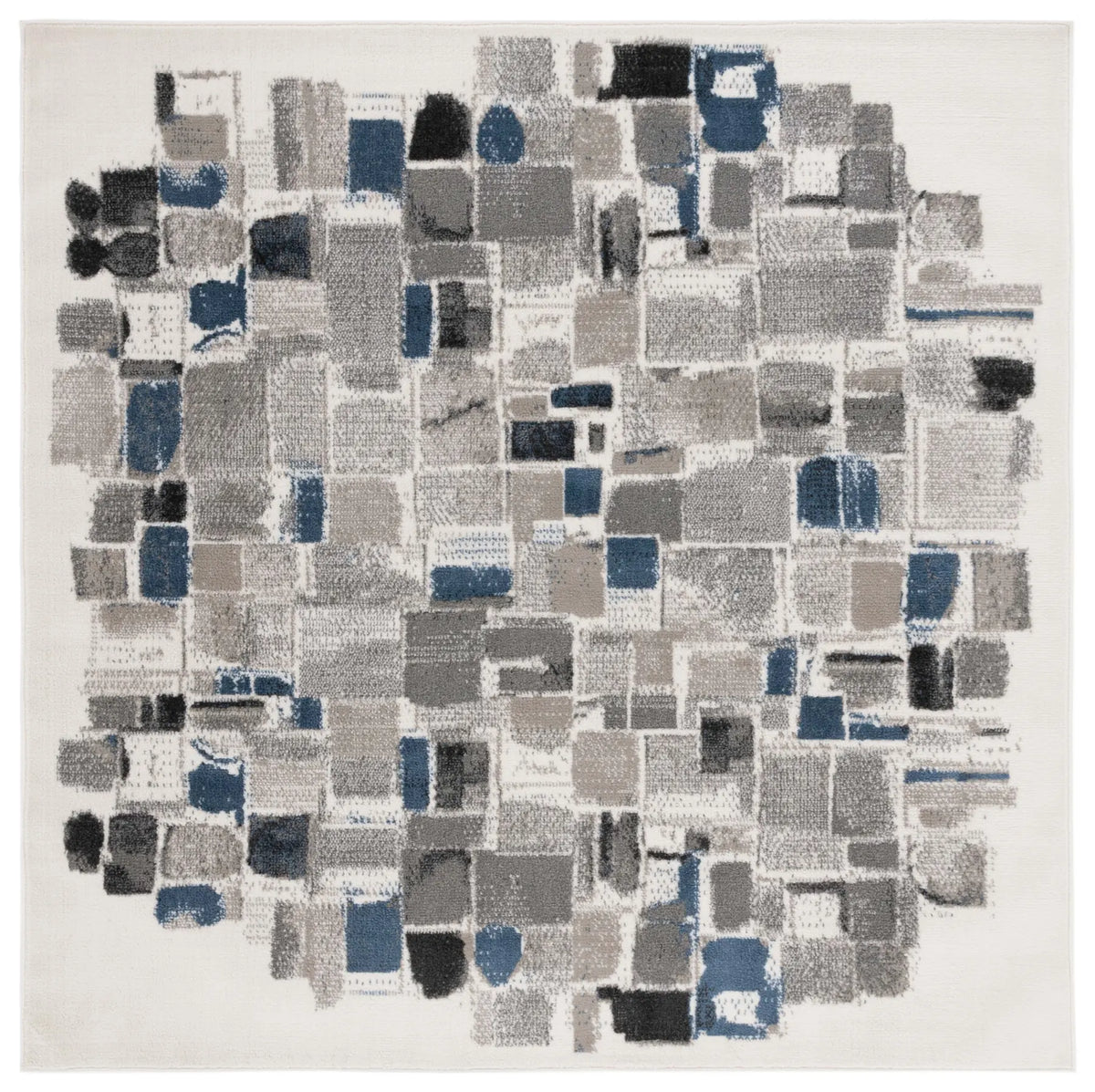 Safavieh Pyramid 6'-7" x 6'-7" Rug in Ivory / Grey Navy