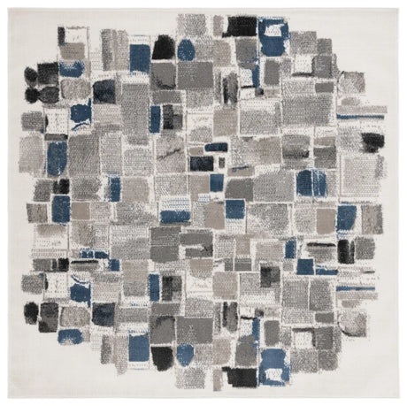 Safavieh Pyramid 6'-7" x 6'-7" Rug in Ivory / Grey Navy