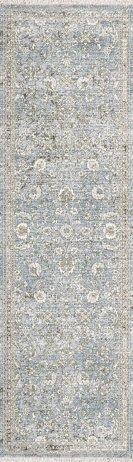 Dynamic Rugs Dharma 12040 Power Loomed Transitional Light Blue/Beige Rug - Runner