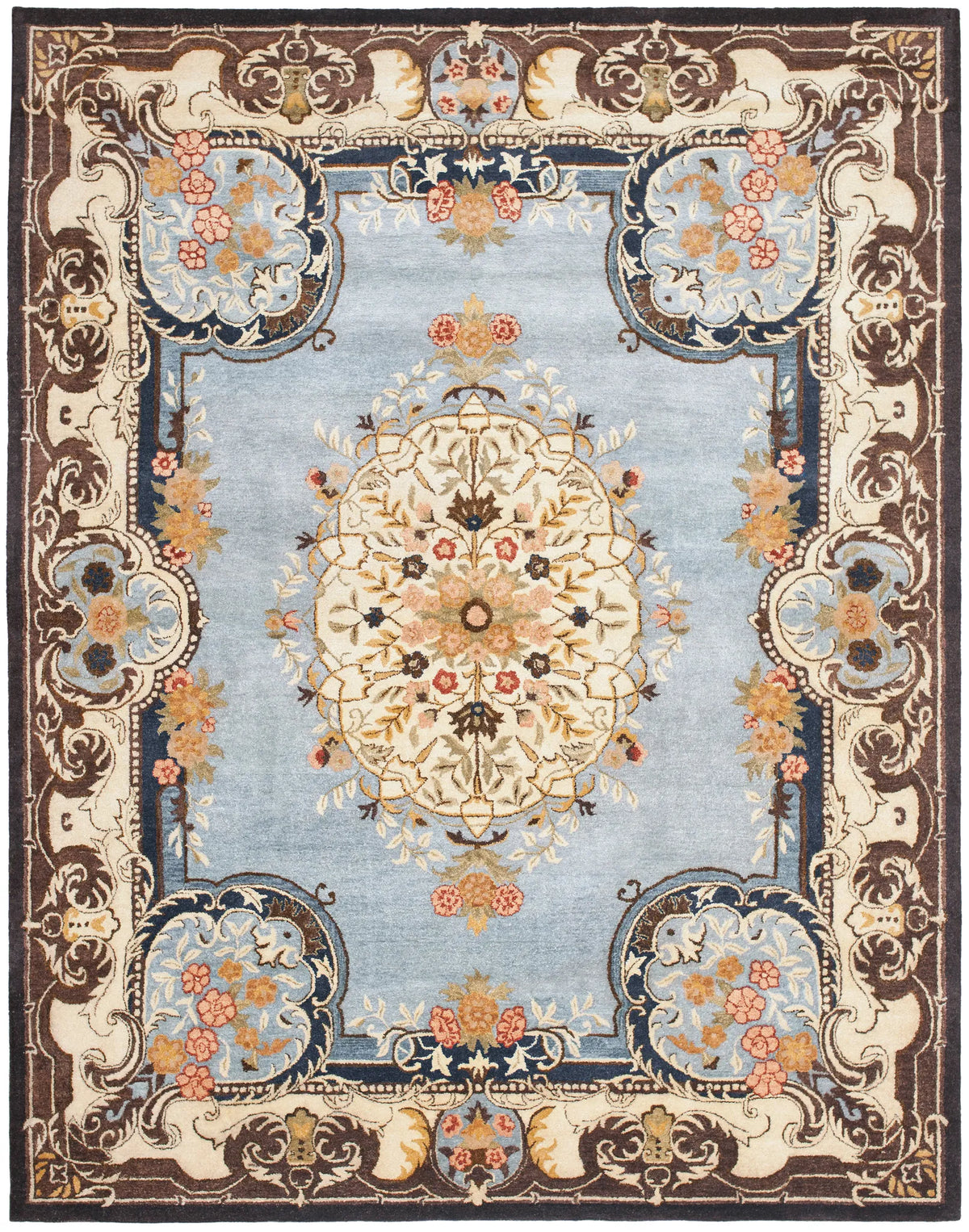 Safavieh Bergama 9'-6" x 13'-6" Rug in Light Blue / Ivory