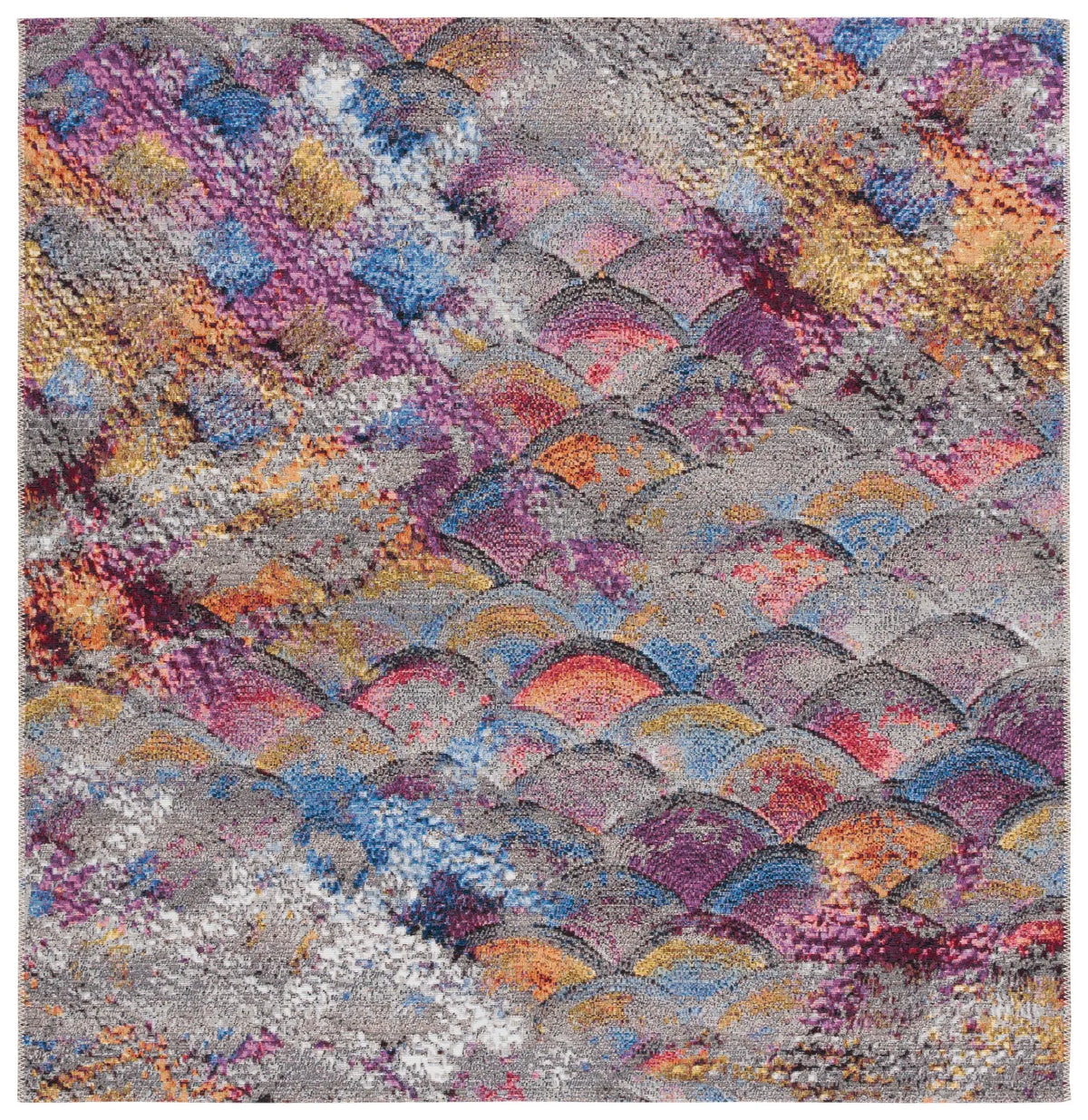 Safavieh Barbados 500 6'-6" x 6'-6" Rug in Grey Purple / Blue Gold