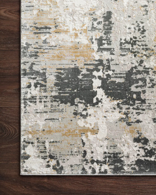 Loloi Sienne Sie-07 Ivory / Granite Rugs - corner on wood