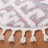 Safavieh Moroccan Tassel Shag 6'-7" x 6'-7" Rug in Pink / Ivory