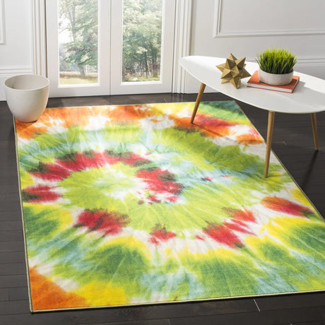 Safavieh Paint Brush 4'-4" x 6'-0" Rug in Green / Orange