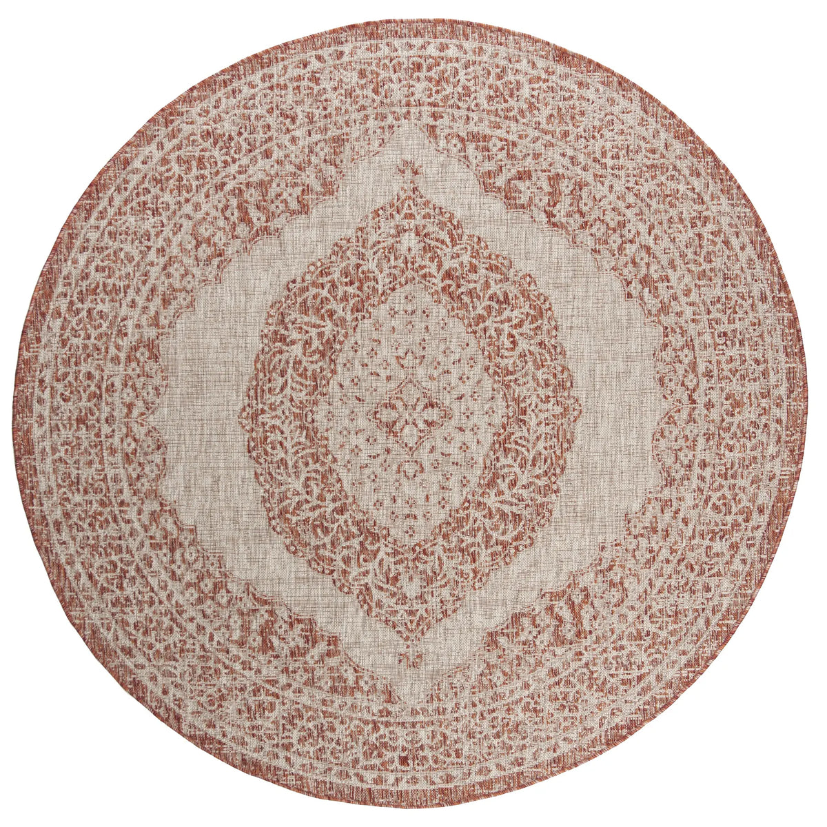 Safavieh Courtyard 5'-3" x 5'-3" Rug in Light Beige / Terracotta