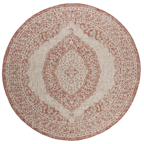 Safavieh Courtyard 5'-3" x 5'-3" Rug in Light Beige / Terracotta