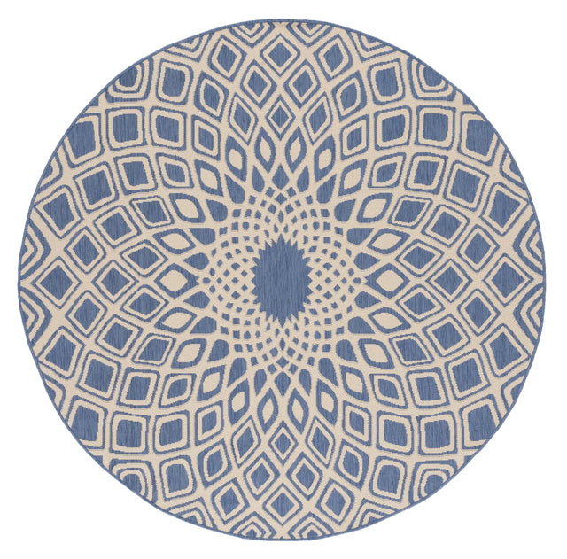 Safavieh Courtyard 6'-7" x 6'-7" Rug in Blue / Beige