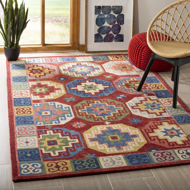 Safavieh Aspen 4'-0" x 6'-0" Rug in Red / Blue