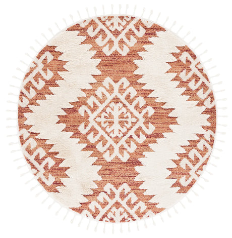 Safavieh Moroccan Tassel Shag 6'-7" x 6'-7" Rug in Orange / Ivory
