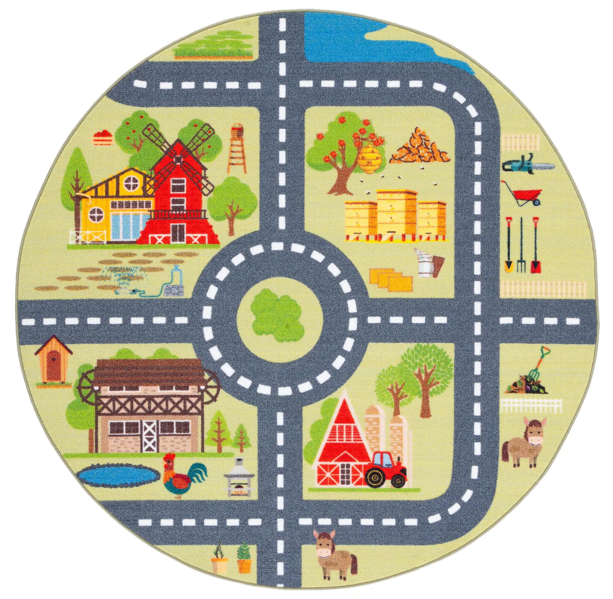Safavieh Kids Playhouse 200 5'-0" x 5'-0" Rug in Light Green / Dark Grey