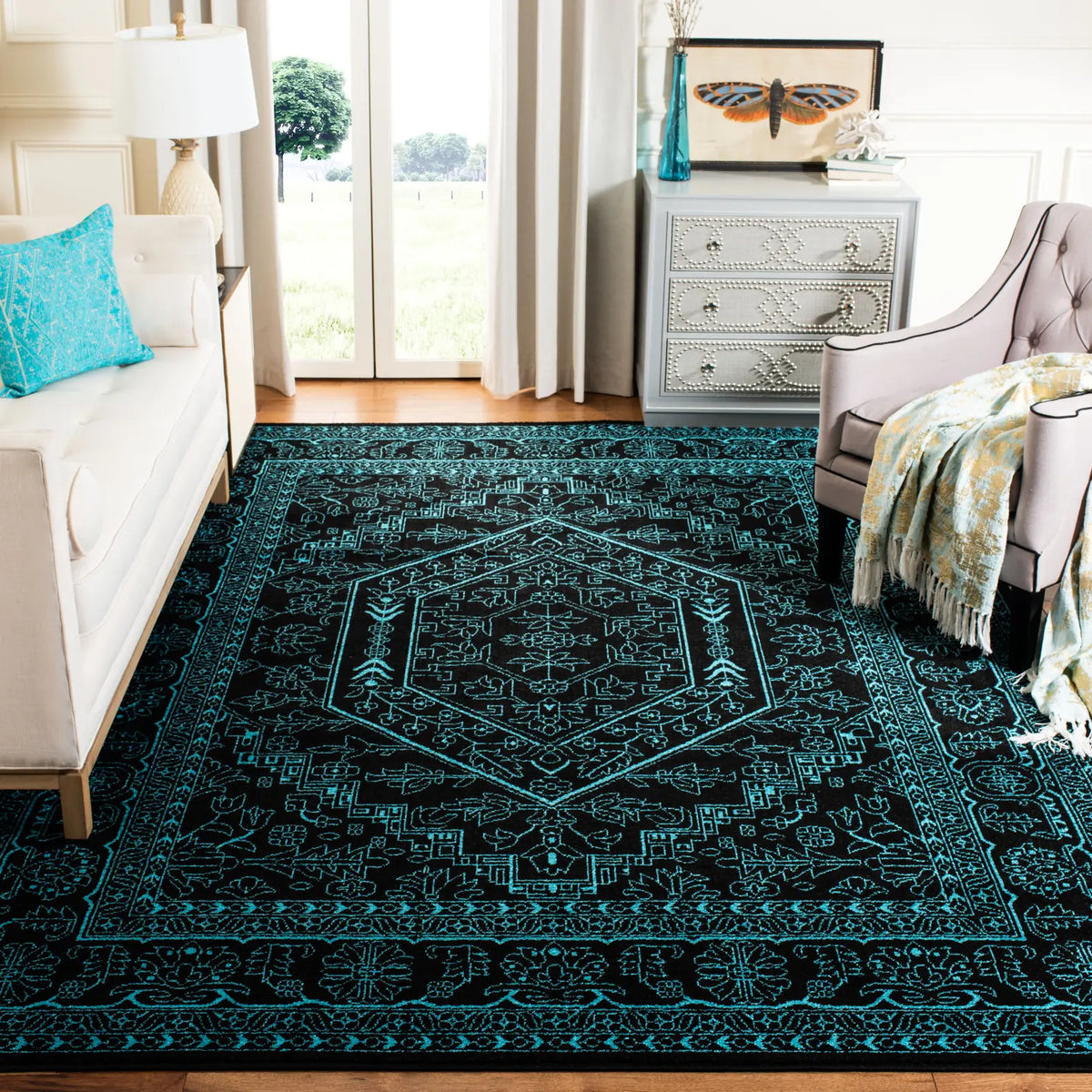 Safavieh Adirondack 10'-0" x 14'-0" Rug in Black / Teal