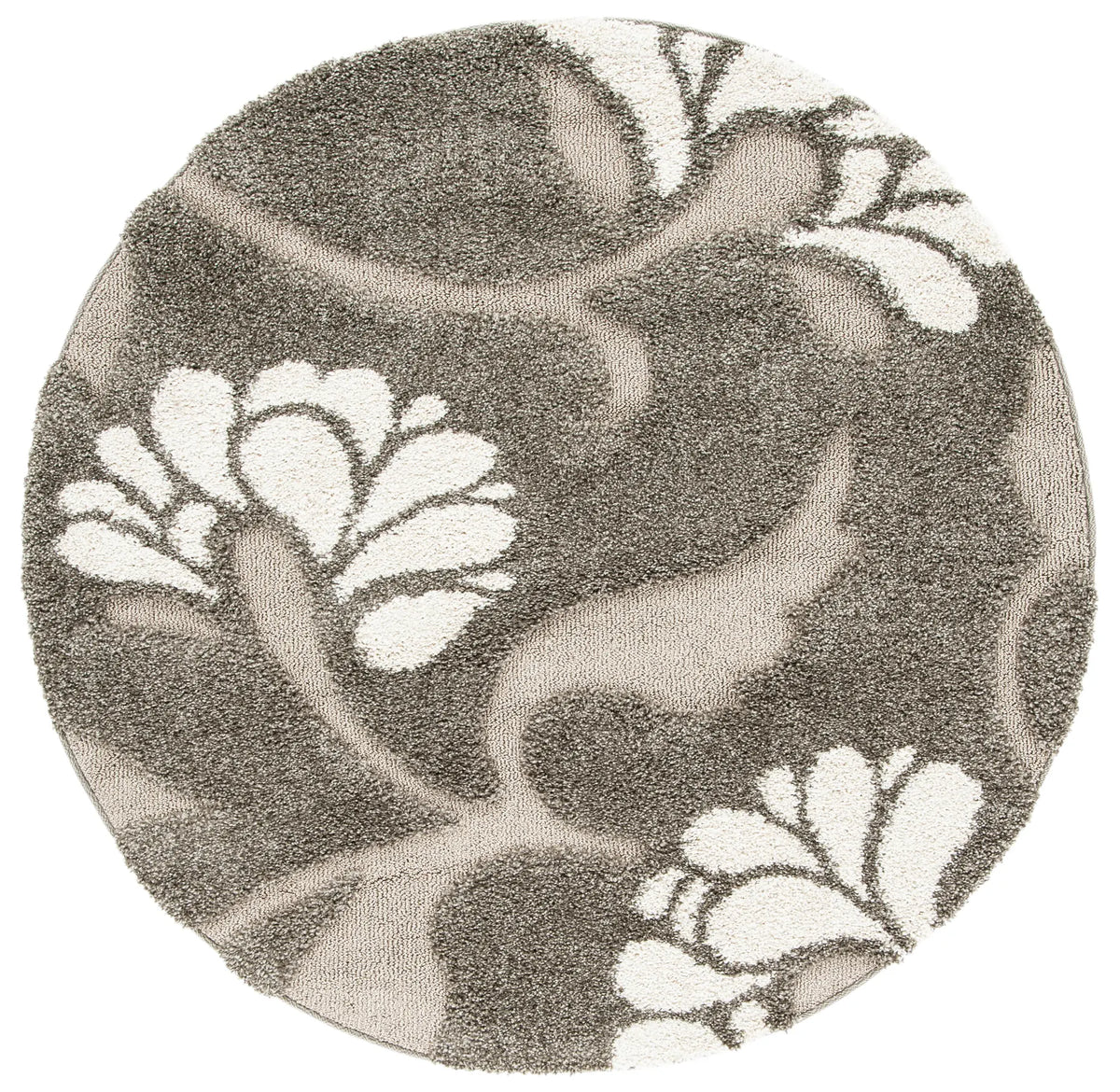 Safavieh Florida Shag 5'-0" x 5'-0" Rug in Smoke / Beige