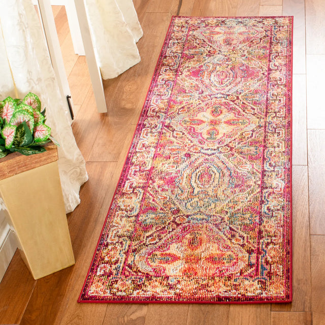 Safavieh Crystal 2'-2" x 7'-0" Rug in Fuchsia / Light Blue