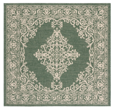 Safavieh Courtyard 6'-7" x 6'-7" Rug in Dark Green / Beige