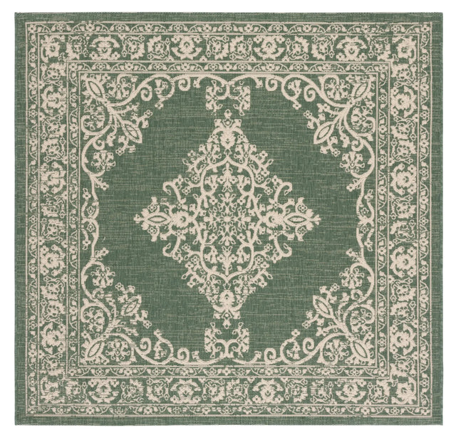 Safavieh Courtyard 6'-7" x 6'-7" Rug in Dark Green / Beige
