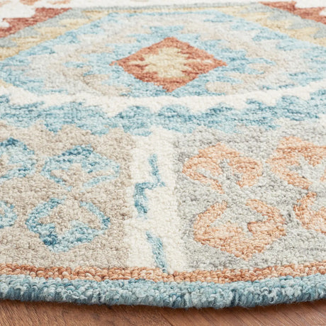 Safavieh Micro-Loop 6'-0" x 6'-0" Rug in Ivory / Blue
