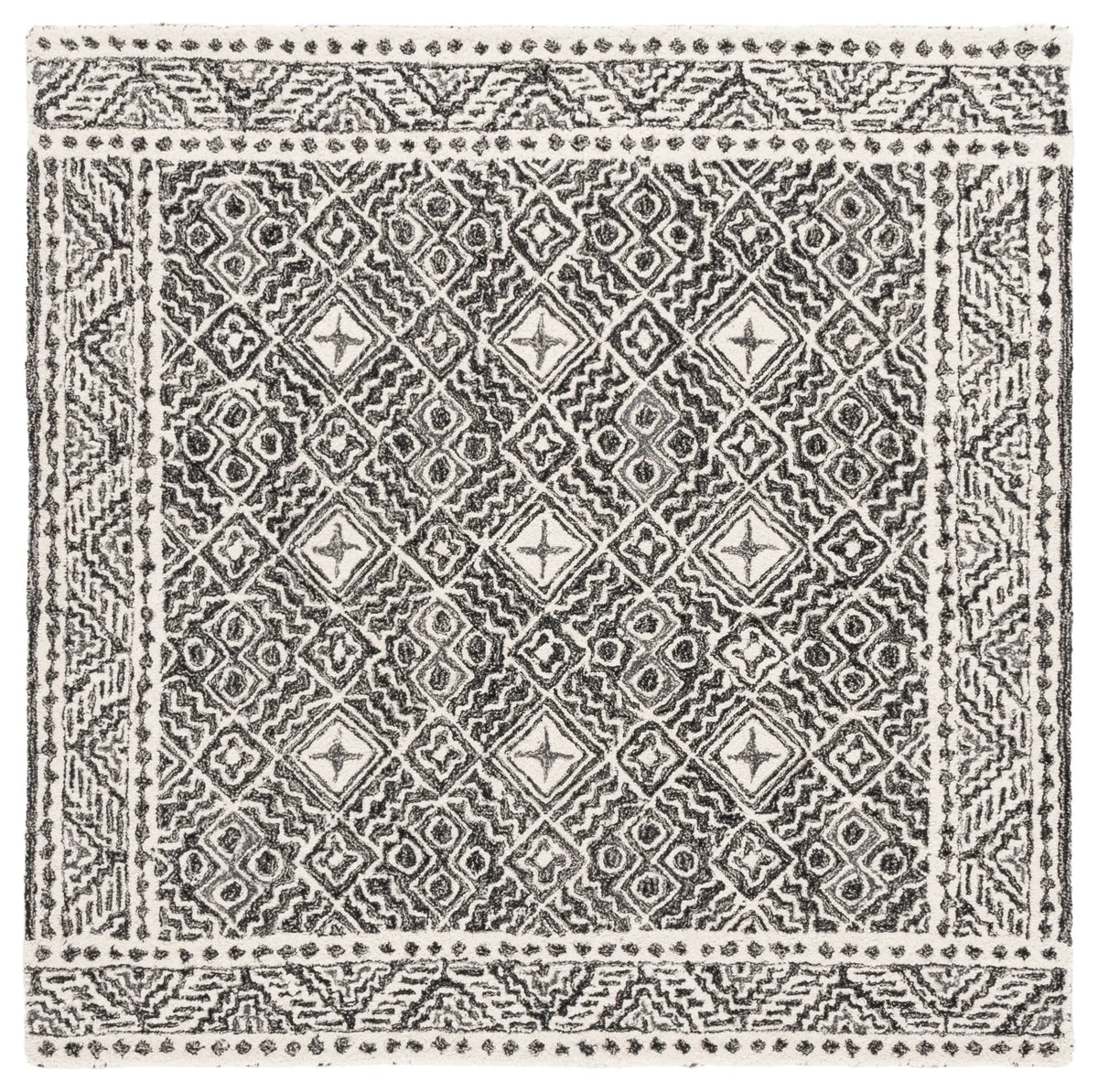 Safavieh Micro-Loop 5'-0" x 5'-0" Rug in Black / Ivory