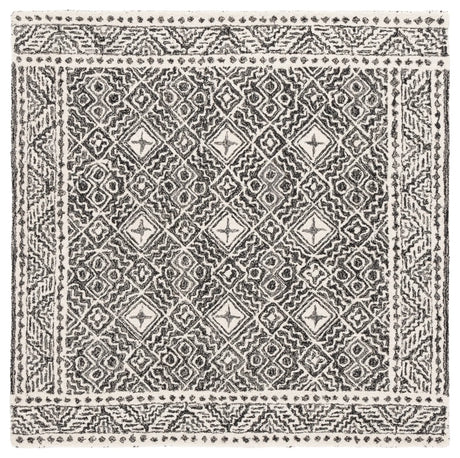 Safavieh Micro-Loop 5'-0" x 5'-0" Rug in Black / Ivory