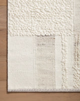 Loloi Manfred Man-01 Ivory/Pebble Rug - corner on wood