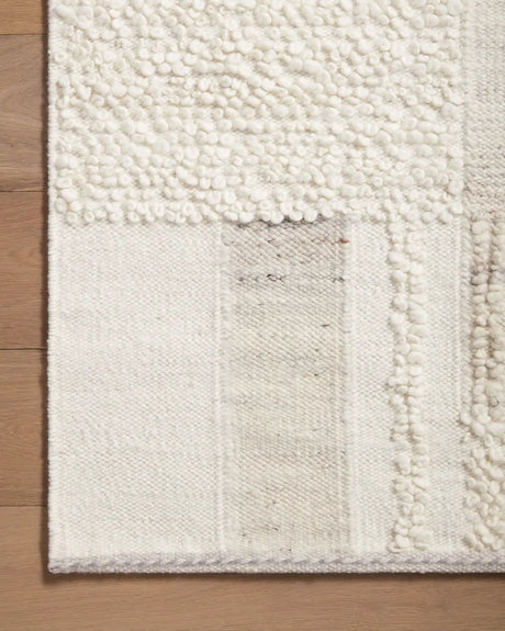 Loloi Manfred Man-01 Ivory/Pebble Rug - corner on wood