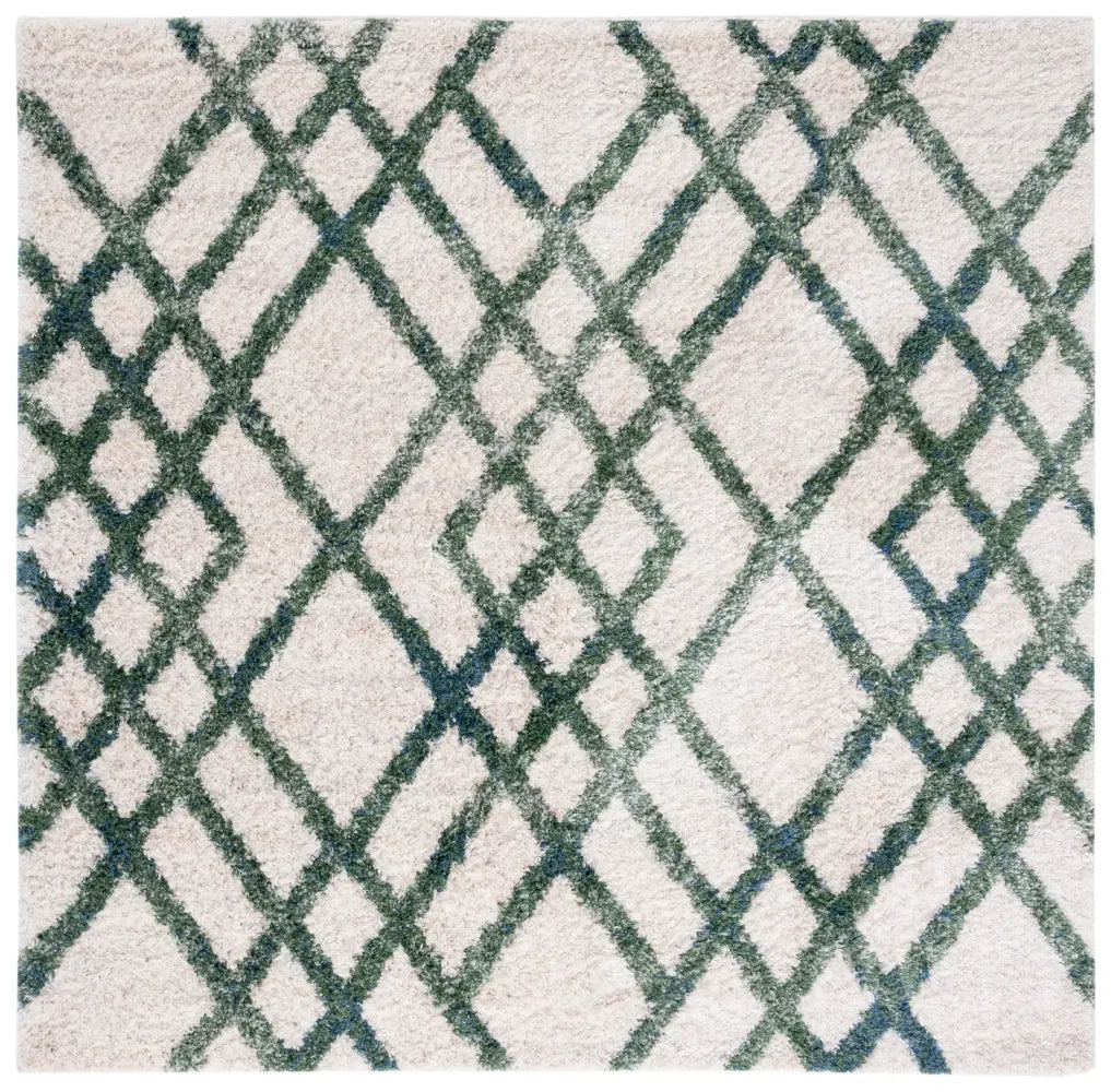 Safavieh Berber Shag 200 6'-7" x 6'-7" Rug in Ivory / Green