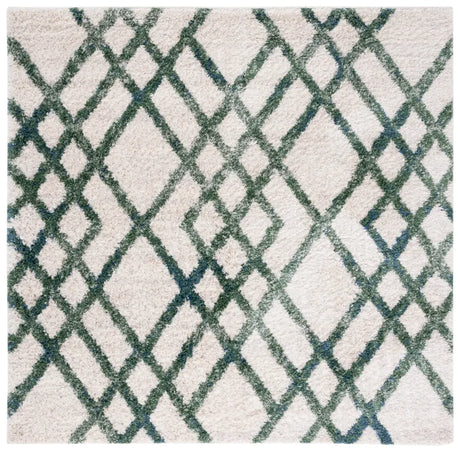 Safavieh Berber Shag 200 6'-7" x 6'-7" Rug in Ivory / Green