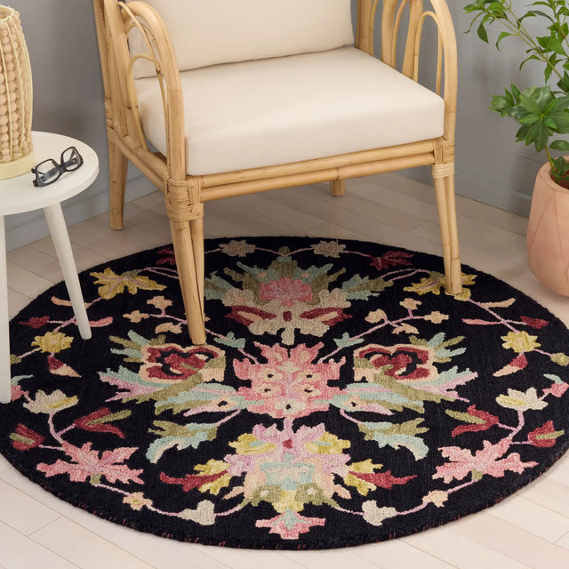 Safavieh Jardin 3'-0" x 3'-0" Rug in Black / Pink