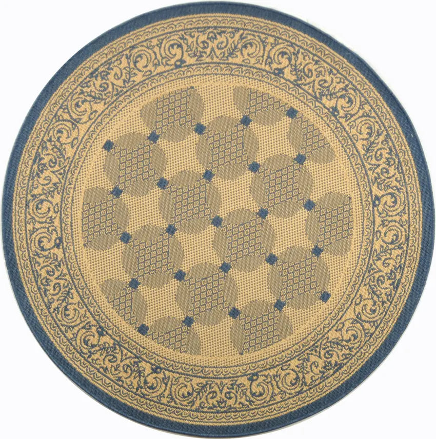 Safavieh Courtyard 5'-3" x 5'-3" Rug in Natural / Blue