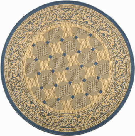 Safavieh Courtyard 5'-3" x 5'-3" Rug in Natural / Blue