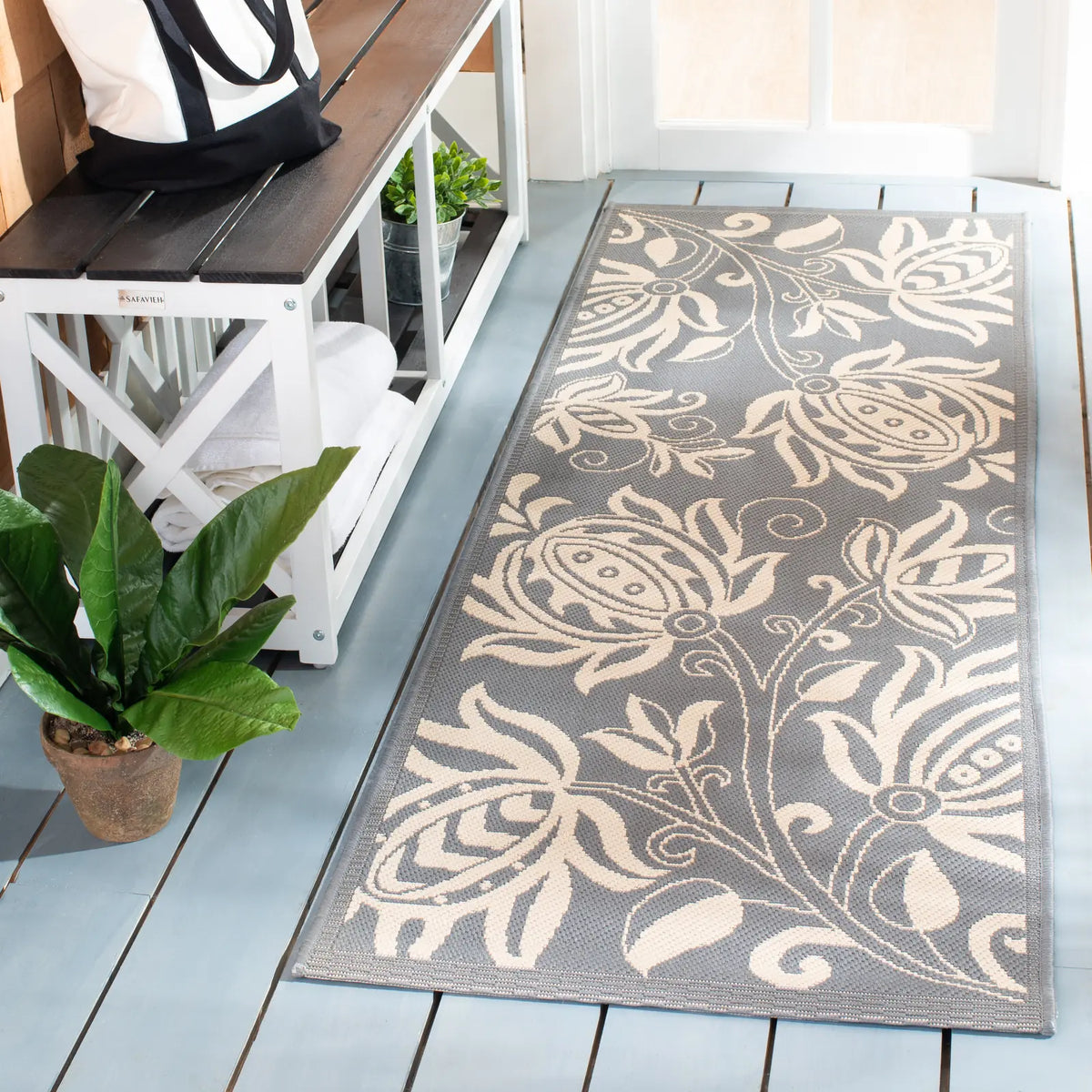 Safavieh Courtyard 2'-3" x 10'-0" Rug in Grey / Natural