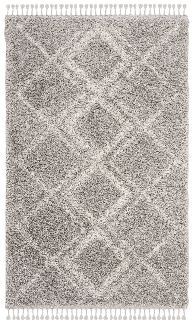 Safavieh Pro Lux Shag 400 4'-0" x 6'-0" Rug in Grey / Cream