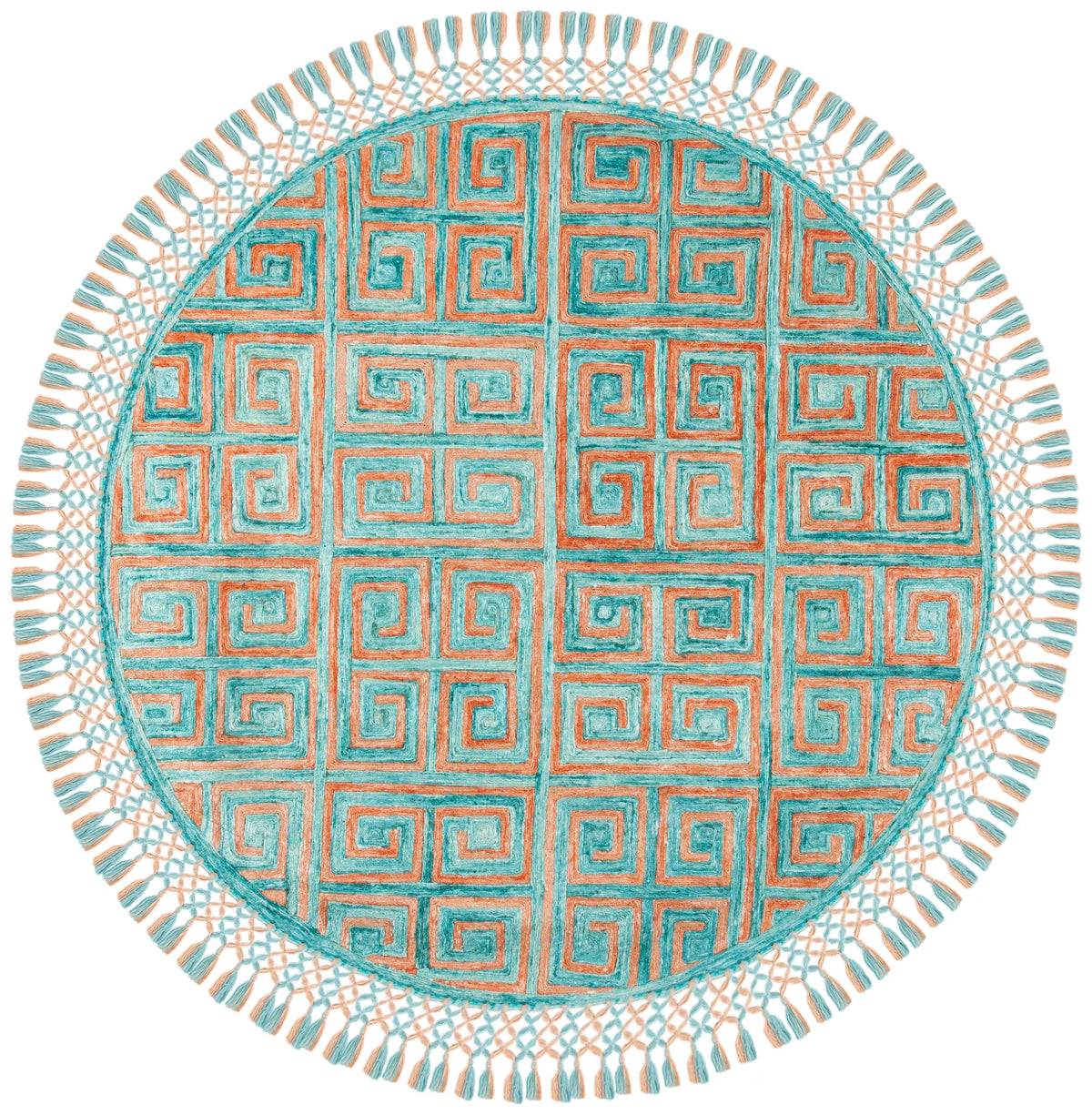 Safavieh Sahara 6'-0" x 6'-0" Rug in Rust / Aqua