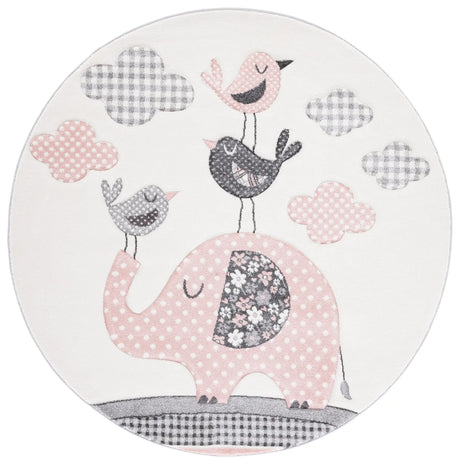 Safavieh Carousel Kids 100 5'-3" x 5'-3" Rug in Pink / Ivory