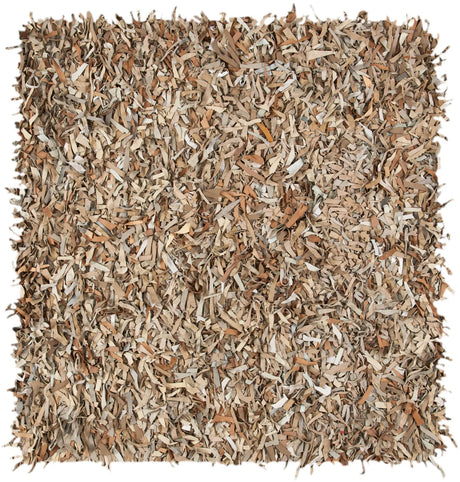 Safavieh Leather Shag 5'-0" x 5'-0" Rug in Beige