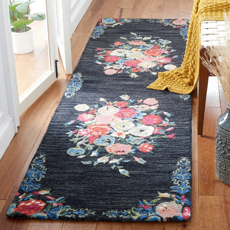 Safavieh Blossom 2'-3" x 8'-0" Rug in Black / Pink
