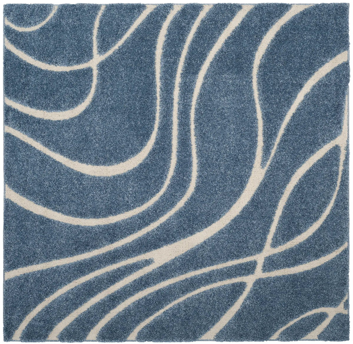 Safavieh Florida Shag 6'-7" x 6'-7" Rug in Light Blue / Cream