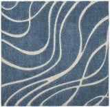 Safavieh Florida Shag 6'-7" x 6'-7" Rug in Light Blue / Cream
