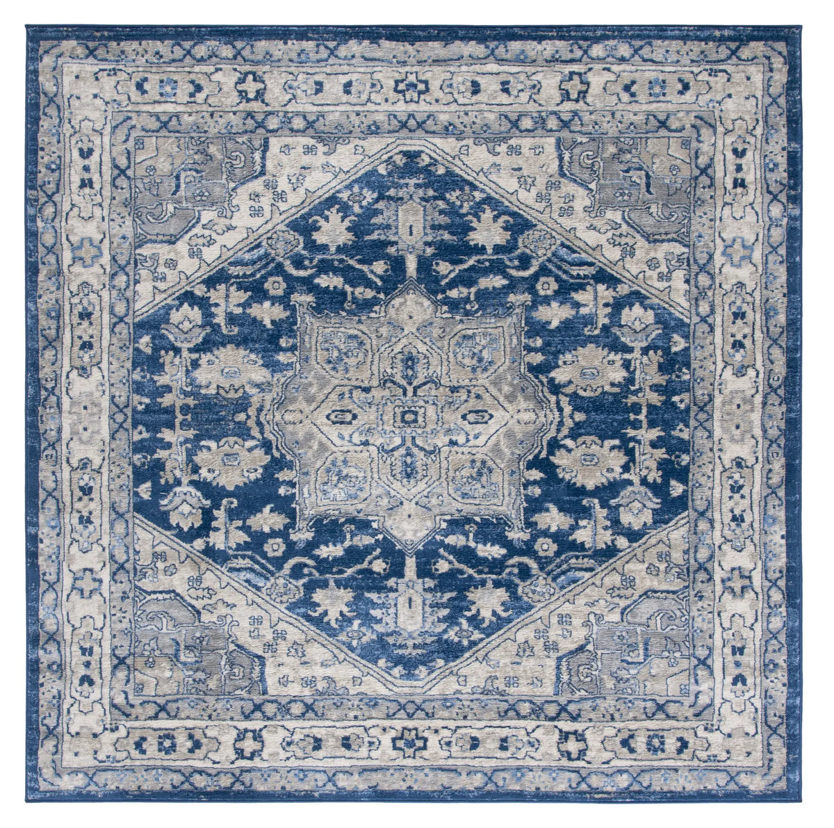 Safavieh Brentwood 6'-7" x 6'-7" Rug in Navy / Grey