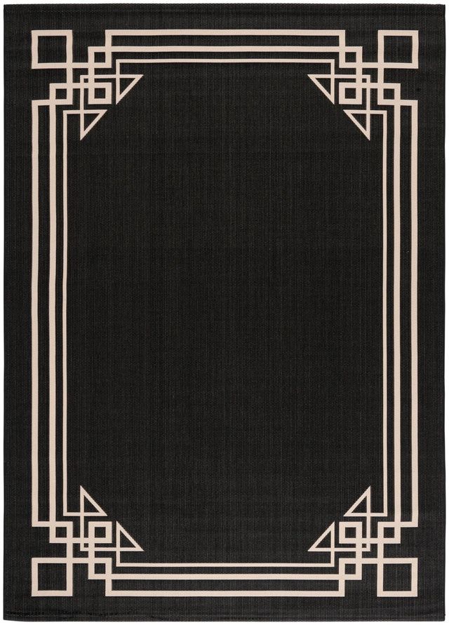 Safavieh Courtyard 6'-7" x 9'-6" Rug in Black / Light Beige