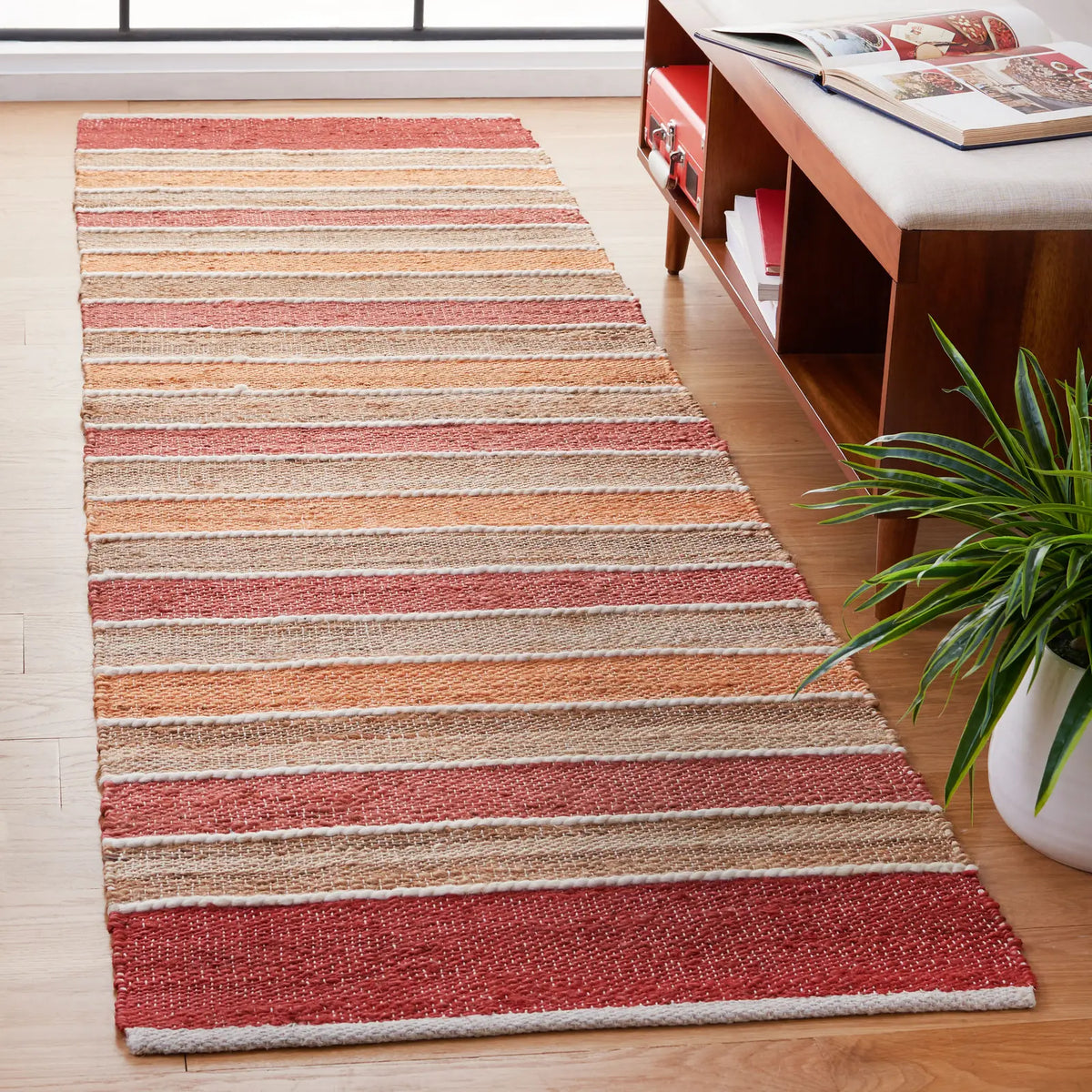 Safavieh Striped Kilim 2'-3" x 8'-0" Rug in Rust / Red