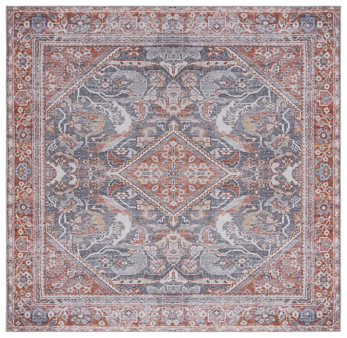 Safavieh Tucson 6'-0" x 6'-0" Rug in Grey / Rust